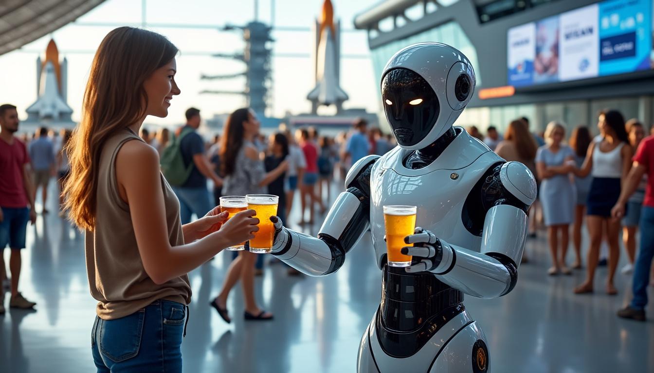 découvrez le robot adam de richtech robotics, qui révolutionne le service au kennedy space center en offrant des boissons de manière innovante et efficace. plongez dans l'univers de la robotique au service de la gastronomie !
