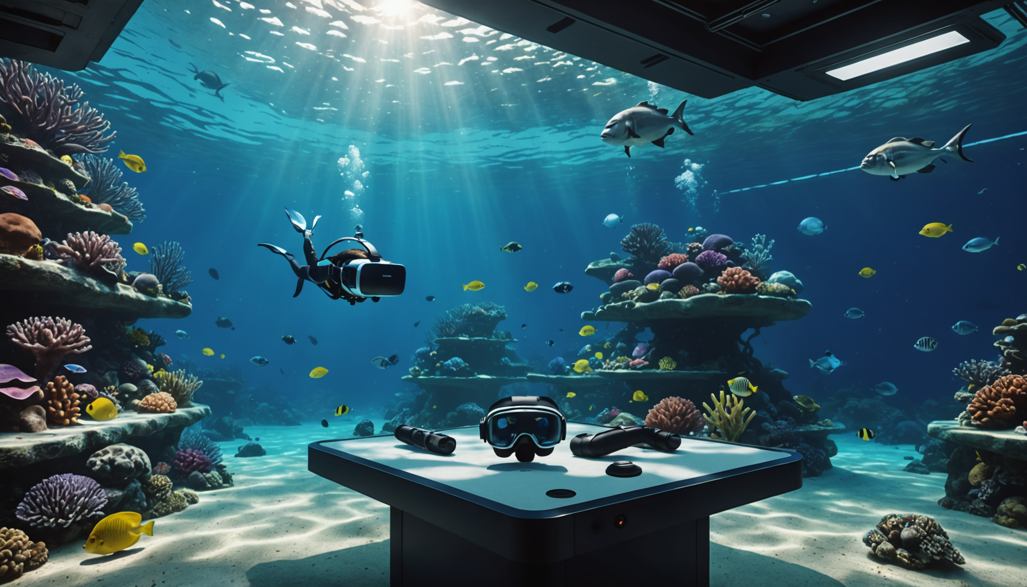 découvrez le simulateur de plongée sous-marine en réalité virtuelle, une innovation qui vous plonge au cœur des océans. explorez des récifs coralliens et nagez avec des créatures marines tout en restant sur la terre ferme. la révolution immersive de la plongée commence ici !