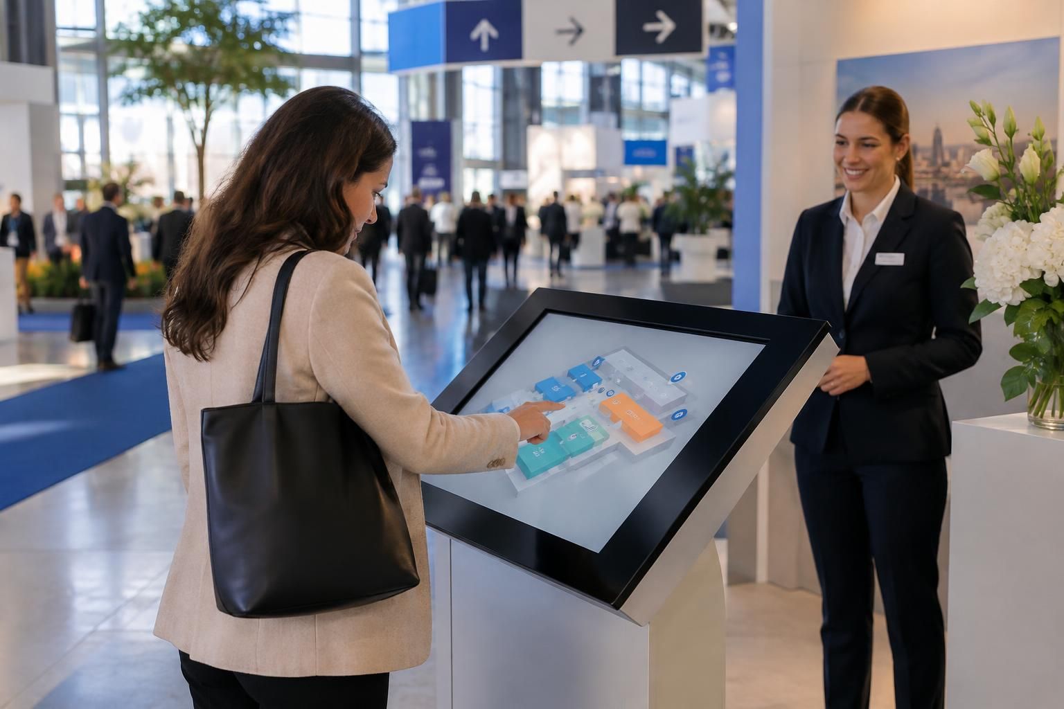 découvrez comment les bornes interactives peuvent fluidifier l’accueil, informer les visiteurs et améliorer leur expérience sur un salon.